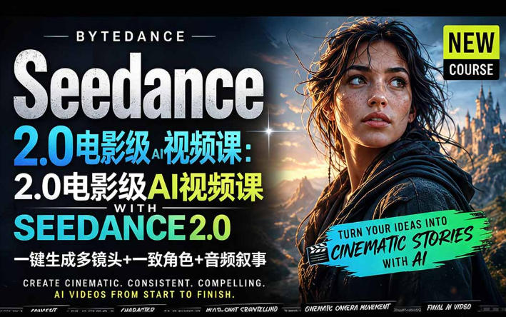 字节跳动的Seedance 2.0 AI电影视频生成制作教程,一键生成多镜头+一致角色+音频叙事-中英字幕-极客网创