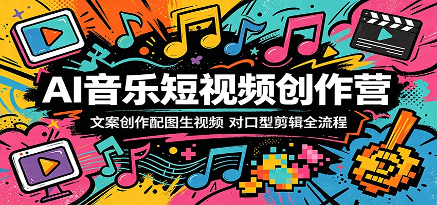 AI音乐短视频创作营:文案创作配图生视频,对口型剪辑全流程-极客网创