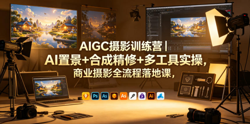 AIGC摄影训练营|AI置景+合成精修+多工具实操,商业摄影全流程落地课-极客网创