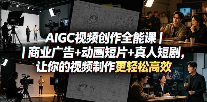 AIGC视频创作全能课｜商业广告+动画短片+真人短剧，让你的视频制作更轻松高效-极客网创