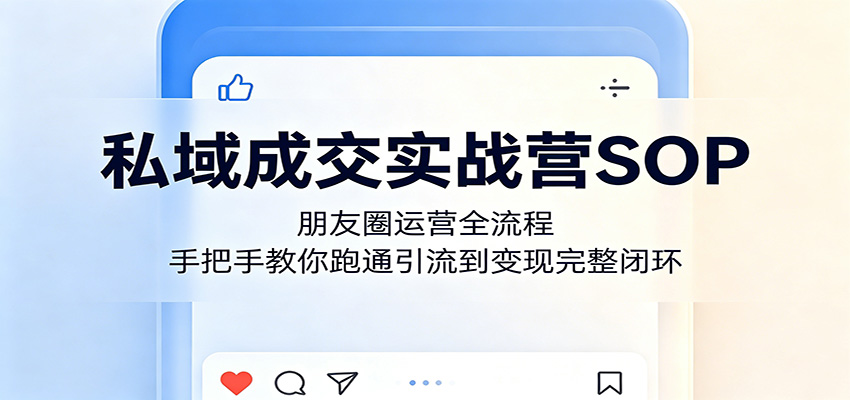 私域成交实战营SOP：朋友圈运营全流程，手把手教你跑通引流到变现完整闭环-极客网创