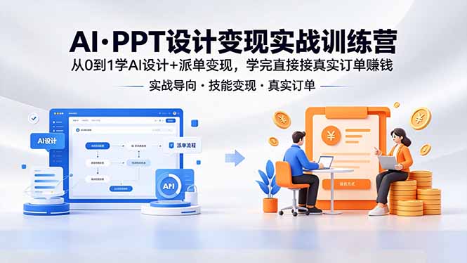 AI·PPT设计变现实战训练营，从0到1学AI设计+派单变现，学完直接接真实订单赚钱-极客网创