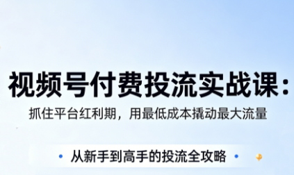渔财老师·视频号付费投流实战课(更新5月)-极客网创