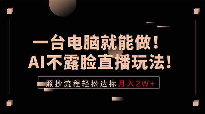 一台电脑就能做！AI不露脸直播玩法，照抄流程轻松达标月入2W+-极客网创