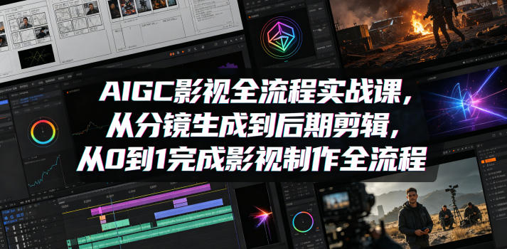 AIGC影视全流程实战课，从分镜生成到后期剪辑，从0到1完成影视制作全流程-极客网创