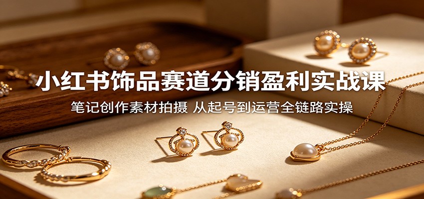 小红书饰品赛道分销盈利实战课：笔记创作素材拍摄，从起号到运营全链路实操-极客网创