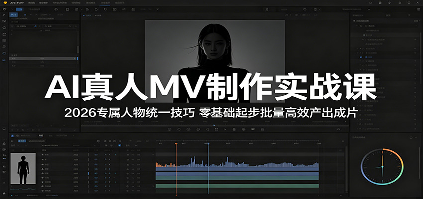 AI真人MV制作实战课：2026专属人物统一技巧，零基础起步批量高效产出成片-极客网创