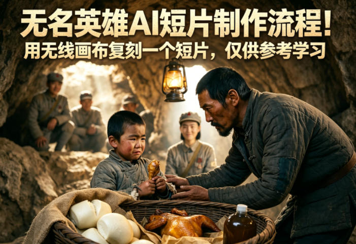 无名英雄AI短片制作流程！用无线画布复刻一个短片，仅供参考学习-极客网创