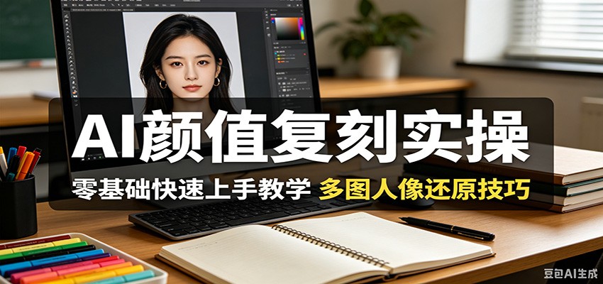 AI颜值复刻实操，零基础快速上手教学，多图人像还原技巧-极客网创