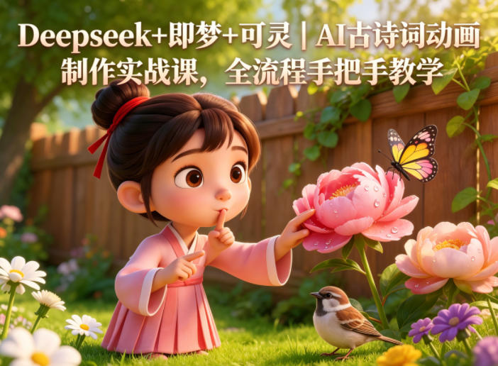 Deepseek+即梦+可灵｜AI古诗词动画制作实战课，全流程手把手教学-极客网创