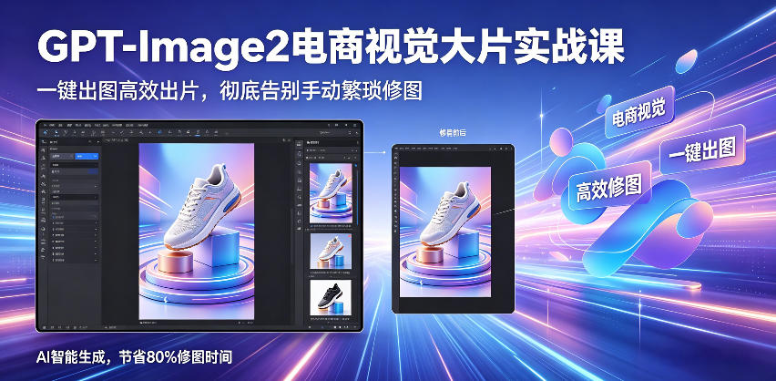GPT-Image2电商视觉大片实战课，一键出图高效出片，彻底告别手动繁琐修图-极客网创