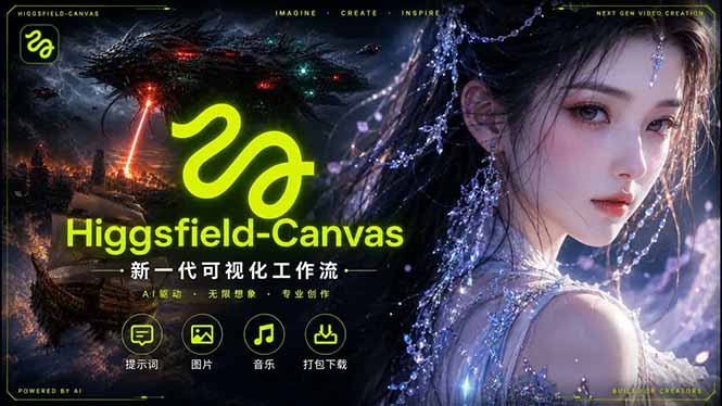 Higgsfield Canvas AI视频制作详解,节点式工作流搭建,重构新式视频创作完整教程-极客网创