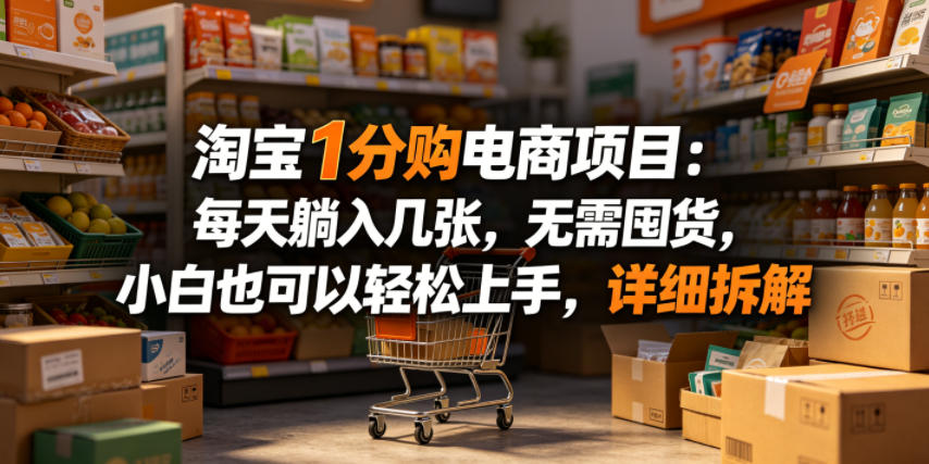 淘宝1分购电商项目:每天躺入几张,无需囤货,小白也可以轻松上手,详细拆解-极客网创