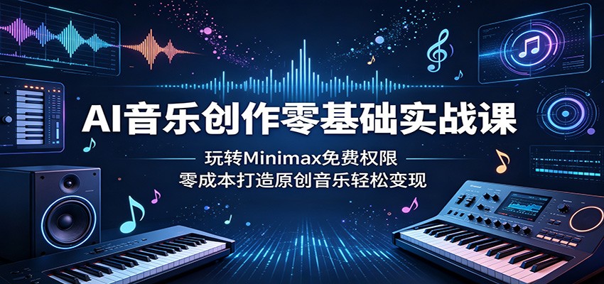 AI音乐创作零基础实战课：玩转Minimax免费权限，零成本打造原创音乐轻松变现-极客网创