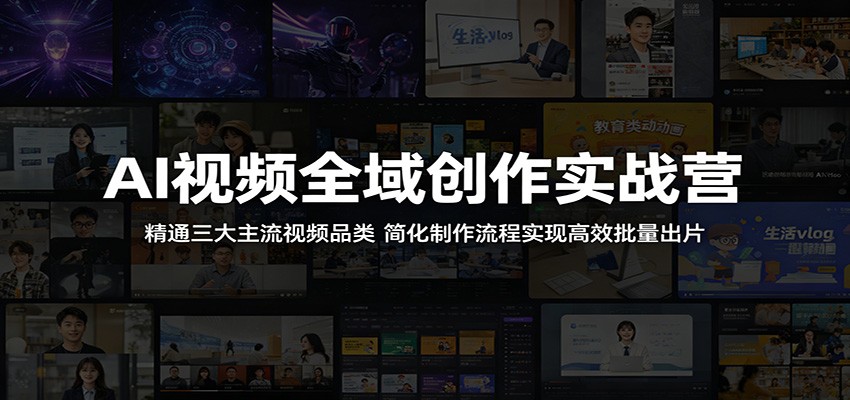 AI视频全域创作实战营：精通三大主流视频品类，简化制作流程实现高效批量出片-极客网创