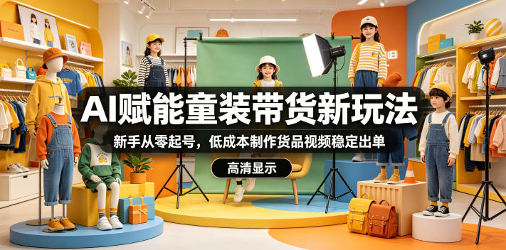 AI赋能童装带货新玩法,新手从零起号,低成本制作货品视频稳定出单-极客网创