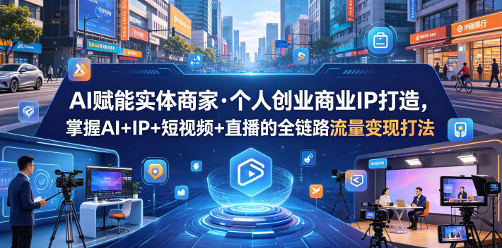AI赋能实体商家·个人创业商业IP打造,掌握AI+IP+短视频+直播的全链路流量变现打法-极客网创
