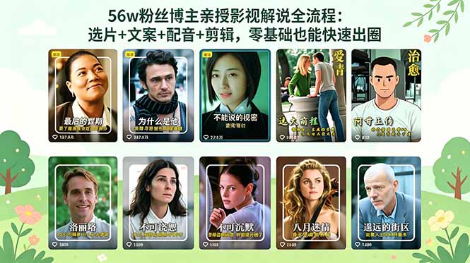 56万粉丝博主亲授影视解说全流程:选片+文案+配音+剪辑,零基础也能快速出圈-极客网创