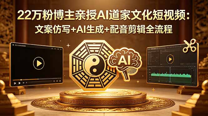 22万粉博主亲授AI道家文化短视频:文案仿写+AI生成+配音剪辑全流程-极客网创