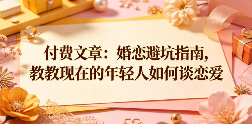 付费文章:婚恋避坑指南,教教现在的年轻人如何谈恋爱-极客网创