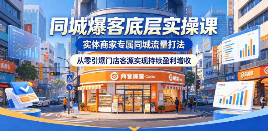 同城爆客底层实操课,实体商家专属同城流量打法,从零引爆门店客源实现持续盈利增收-极客网创
