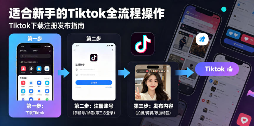 Tiktok下载注册发布,适合新手的Tiktok全流程操作-极客网创