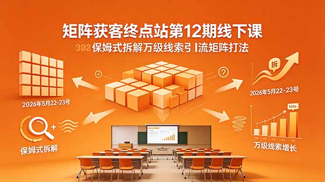 矩阵获客终点站第12期线下课 2026年5月22-23号 保姆式拆解万级线索引流矩阵打法-极客网创