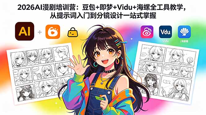 2026AI漫剧培训营：豆包+即梦+Vidu+海螺全工具教学，从提示词入门到分镜设计一站式掌握-极客网创