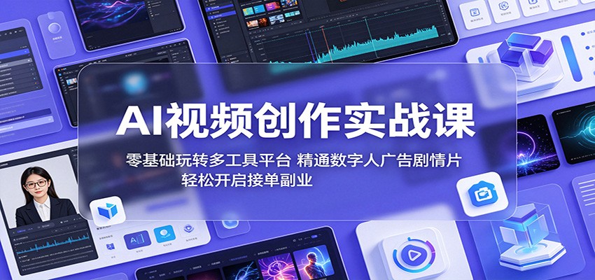 AI视频创作实战课:零基础玩转多工具平台,精通数字人广告、剧情片,轻松开启接单副业-极客网创