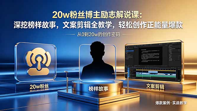 20w粉丝博主励志解说课:深挖榜样故事,文案剪辑全教学,轻松创作正能量爆款-极客网创
