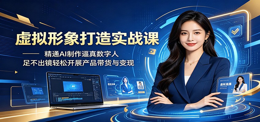 虚拟形象打造实战课:精通AI制作逼真数字人,足不出镜轻松开展产品带货与变现-极客网创