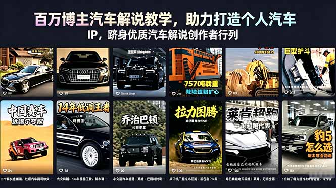 百万博主汽车解说教学,助力打造个人汽车 IP,跻身优质汽车解说创作者行列-极客网创