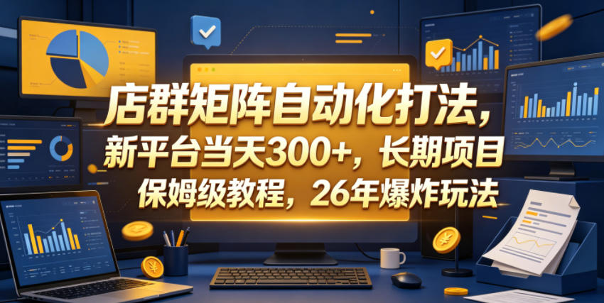 店群矩阵自动化打法,新平台当天300+,长期项目,保姆级教程,26年爆炸玩法【揭秘】-极客网创