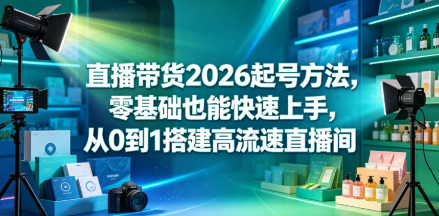 直播带货2026起号方法,零基础也能快速上手,从0到1搭建高流速直播间-极客网创