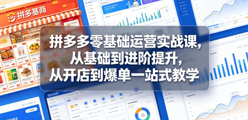 拼多多零基础运营实战课,从基础到进阶提升,从开店到爆单一站式教学-极客网创