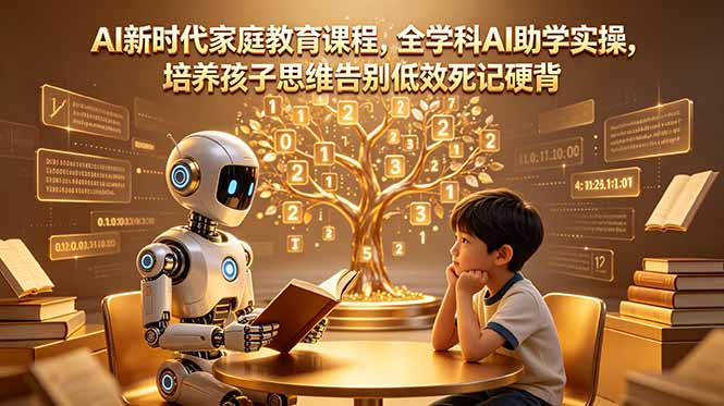 AI新时代家庭教育课程，全学科AI助学实操，培养孩子思维告别低效死记硬背-极客网创
