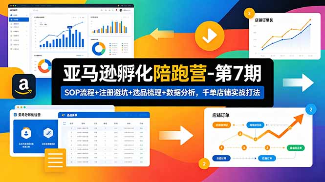 亚马逊孵化陪跑营-第7期：SOP流程+注册避坑+选品梳理+数据分析，千单店铺实战打法-极客网创