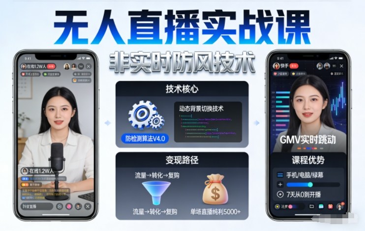 宝子哥无人直播实战课，非实时防风技术，聚焦抖音快手等平台直播带货，轻松开启直播变现之路(更新2026年6月7日)-极客网创