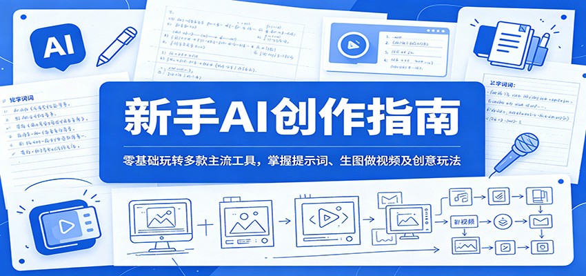 新手AI创作指南：零基础玩转多款主流工具，掌握提示词、生图做视频及创意玩法-极客网创
