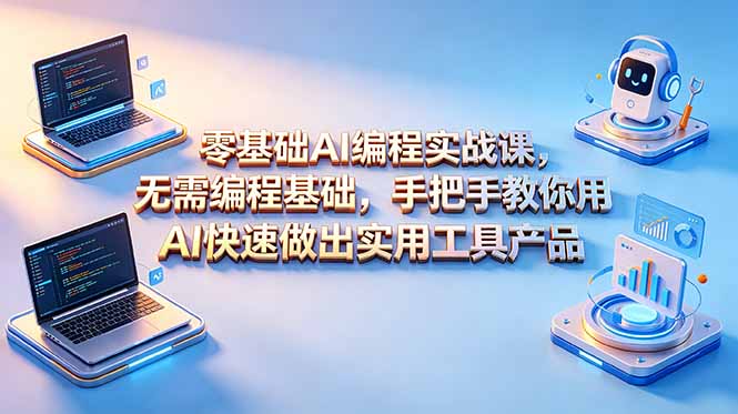 零基础AI编程实战课-更新，无需编程基础，手把手教你用AI快速做出实用工具产品-极客网创