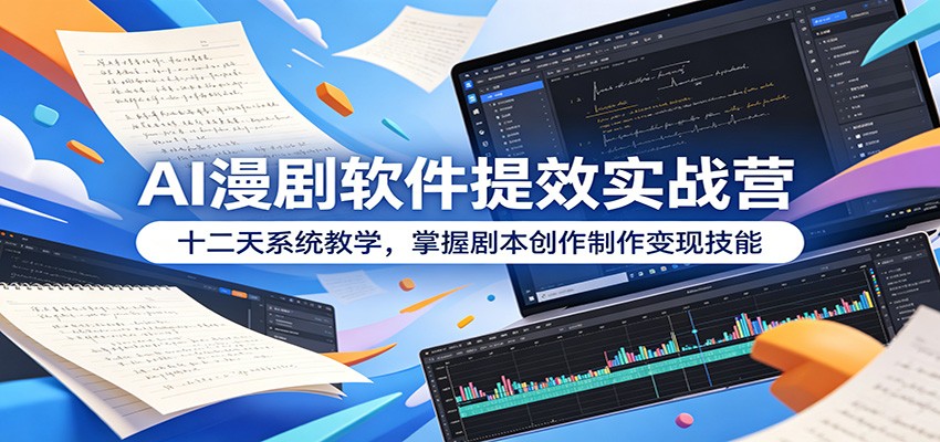 AI漫剧软件提效实战营：十二天系统教学，掌握剧本创作制作变现技能-极客网创