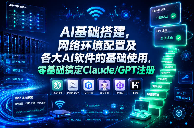 AI基础搭建,网络环境配置及各大AI软件的基础使用,零基础搞定Claude/GPT注册-极客网创