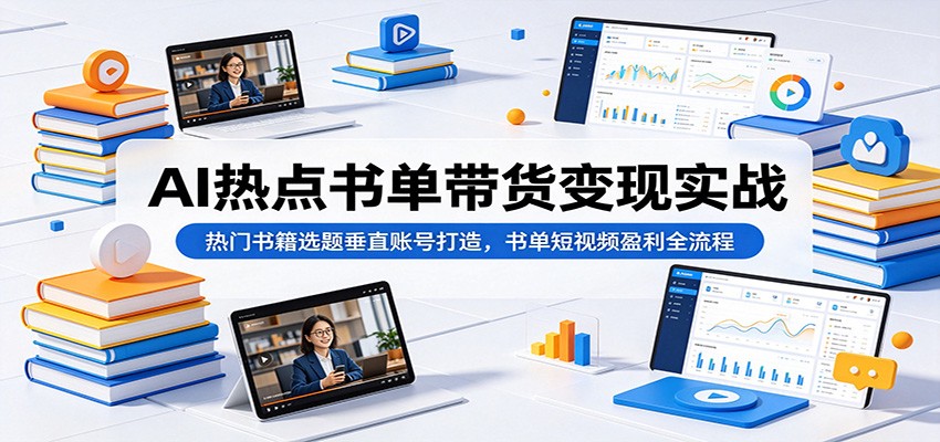 AI热点书单带货变现实战:热门书籍选题垂直账号打造,书单短视频盈利全流程-极客网创