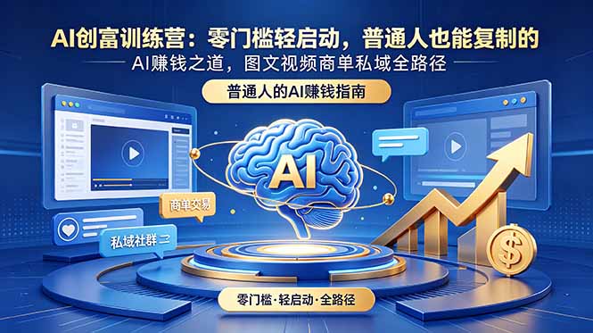 AI创富训练营：零门槛轻启动，普通人也能复制的AI赚钱之道，图文视频商单私域全路径-极客网创