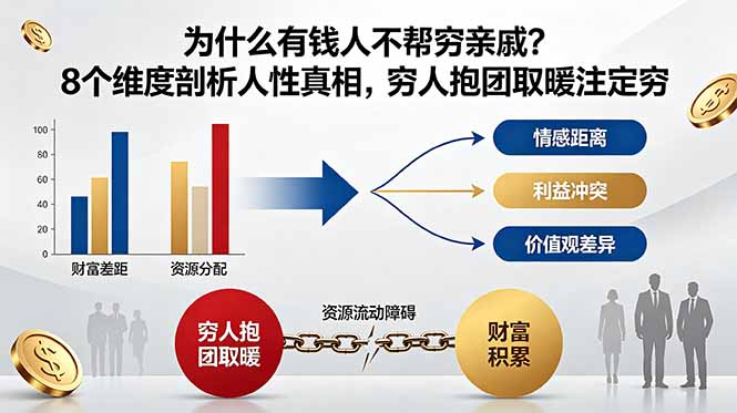 付费文章:为什么有钱人不帮穷亲戚?8个维度剖析人性真相,穷人抱团取暖注定穷-极客网创
