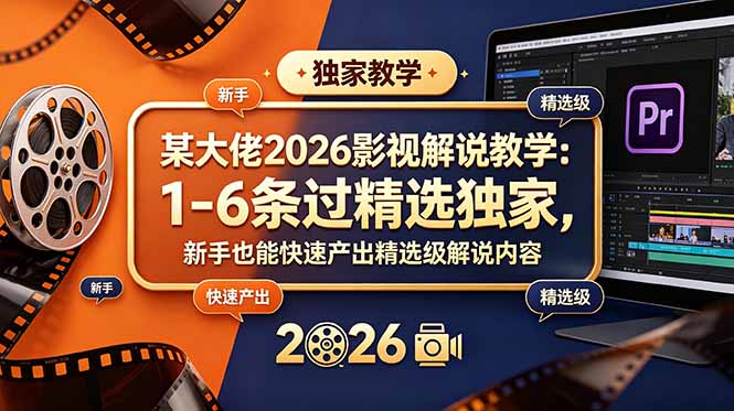 某大佬2026影视解说教学:1-6条过精选独家,新手也能快速产出精选级解说内容-极客网创