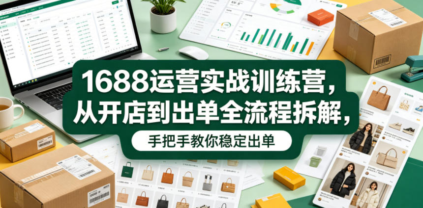1688运营实战训练营，从开店到出单全流程拆解，手把手教你稳定出单(更新0620)-极客网创