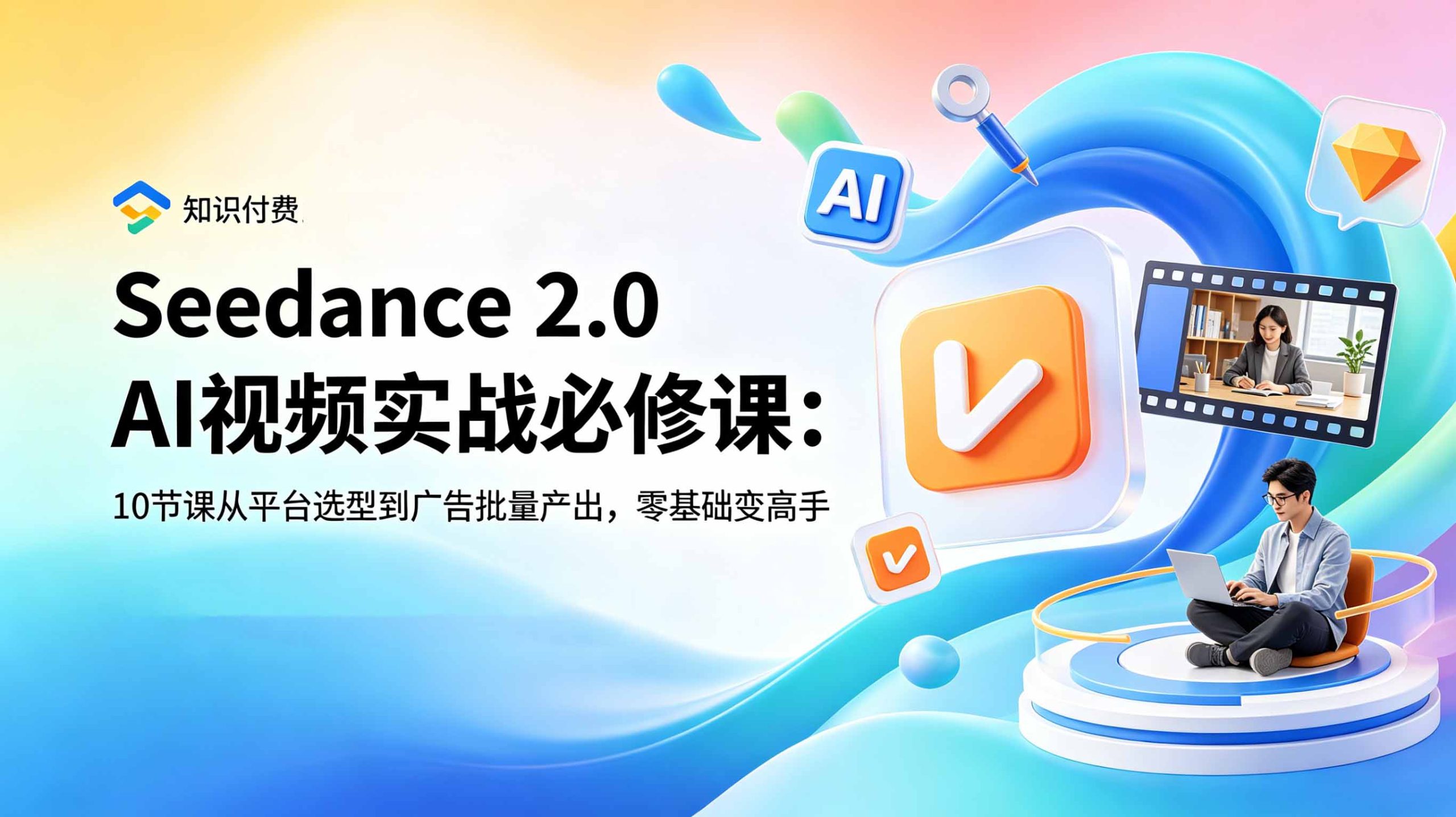 Seedance 2.0 AI视频实战必修课:10节课从平台选型到广告批量产出,零基础变高手-极客网创