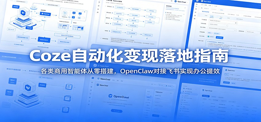 Coze自动化变现落地指南：各类商用智能体从零搭建，OpenClaw对接飞书实现办公提效-极客网创