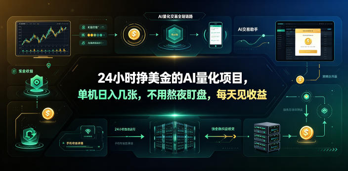 24小时挣美金的AI量化项目,单机日入几十美刀,不用熬夜盯盘,每天见收益【揭秘】-极客网创
